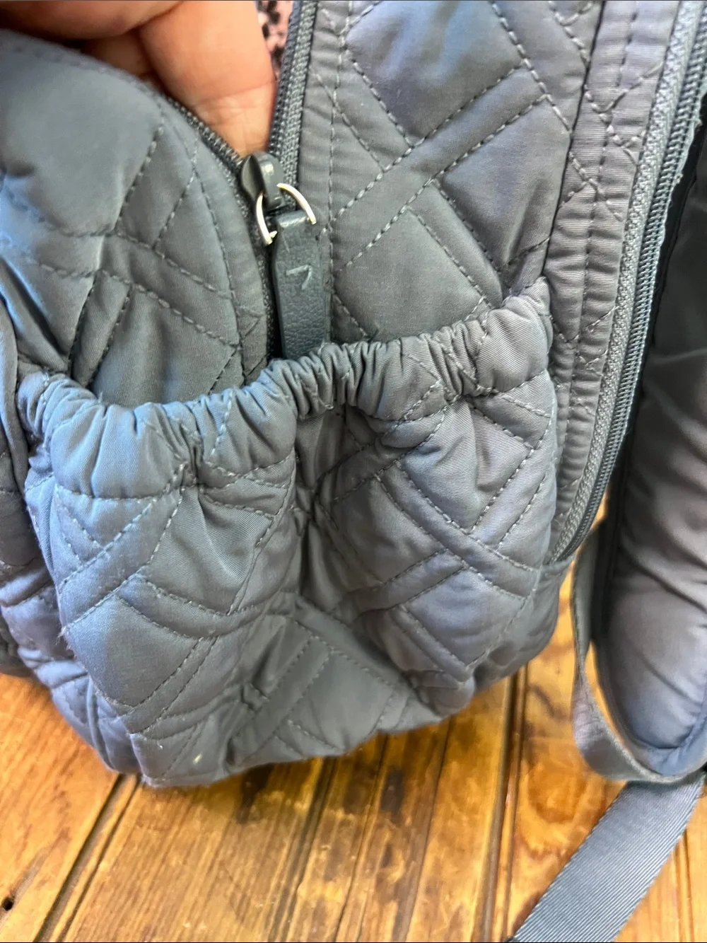 Vera Bradley Quilted Gray Backpack - Microfiber large Everyday Travel Pack